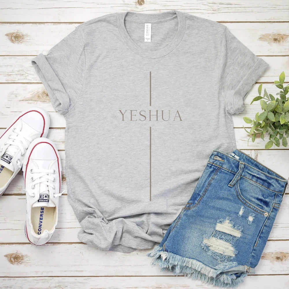 Vintage Yeshua T Shirt Christian Shirts Cool Christian Tshirt Jesus Shirt Faith T-Shirt Unisex Short Sleeves Casual Tops
