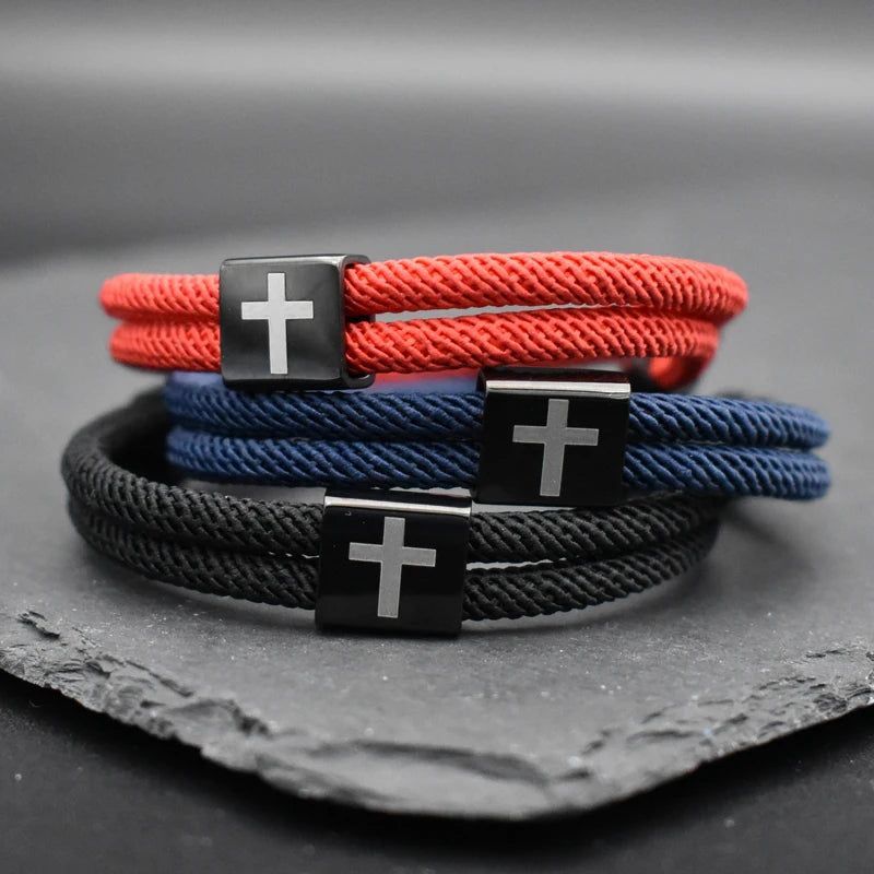 Black Stainless Steels Cross Bracelet