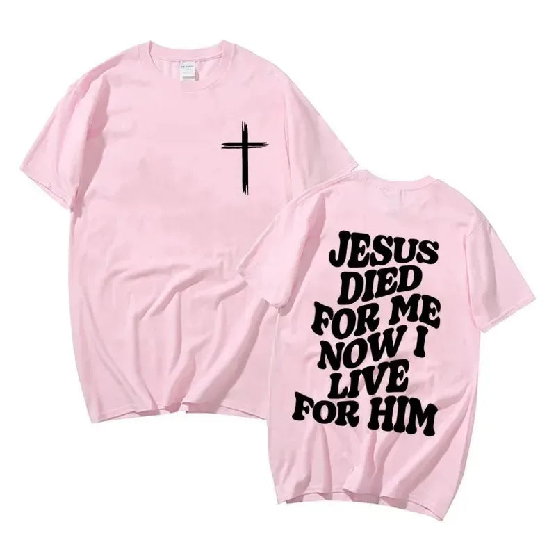 Harajuku Casual Men's Aesthetic Christian T Shirt Jesus Bible Verse Letters Print Apparel T-shirt Unisex Oversized T-Shirts Tops