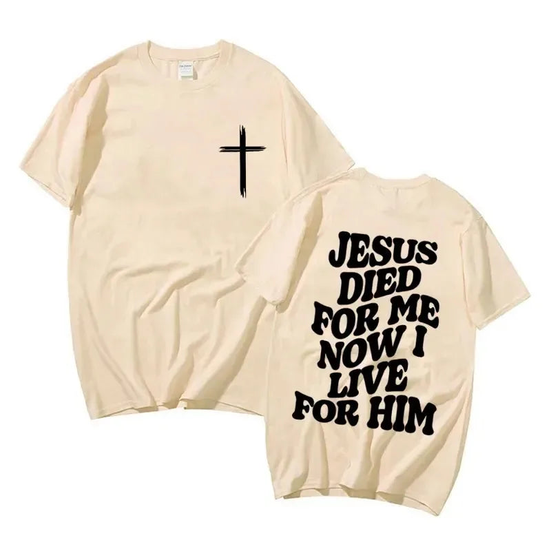 Harajuku Casual Men's Aesthetic Christian T Shirt Jesus Bible Verse Letters Print Apparel T-shirt Unisex Oversized T-Shirts Tops