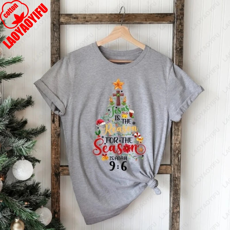 Jesus Is The Reason for The Season Clothing Christian Christmas Faith Men Women Harajuku Funny Tees Cotton Street Fashion Tshirt