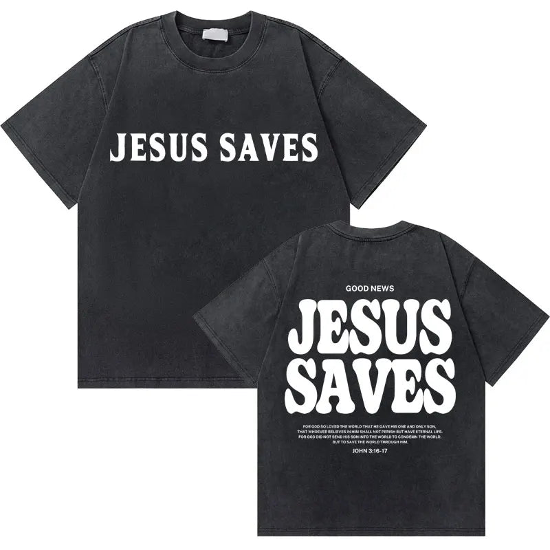 Casual Washed Retro Christian Jesus T-shirt