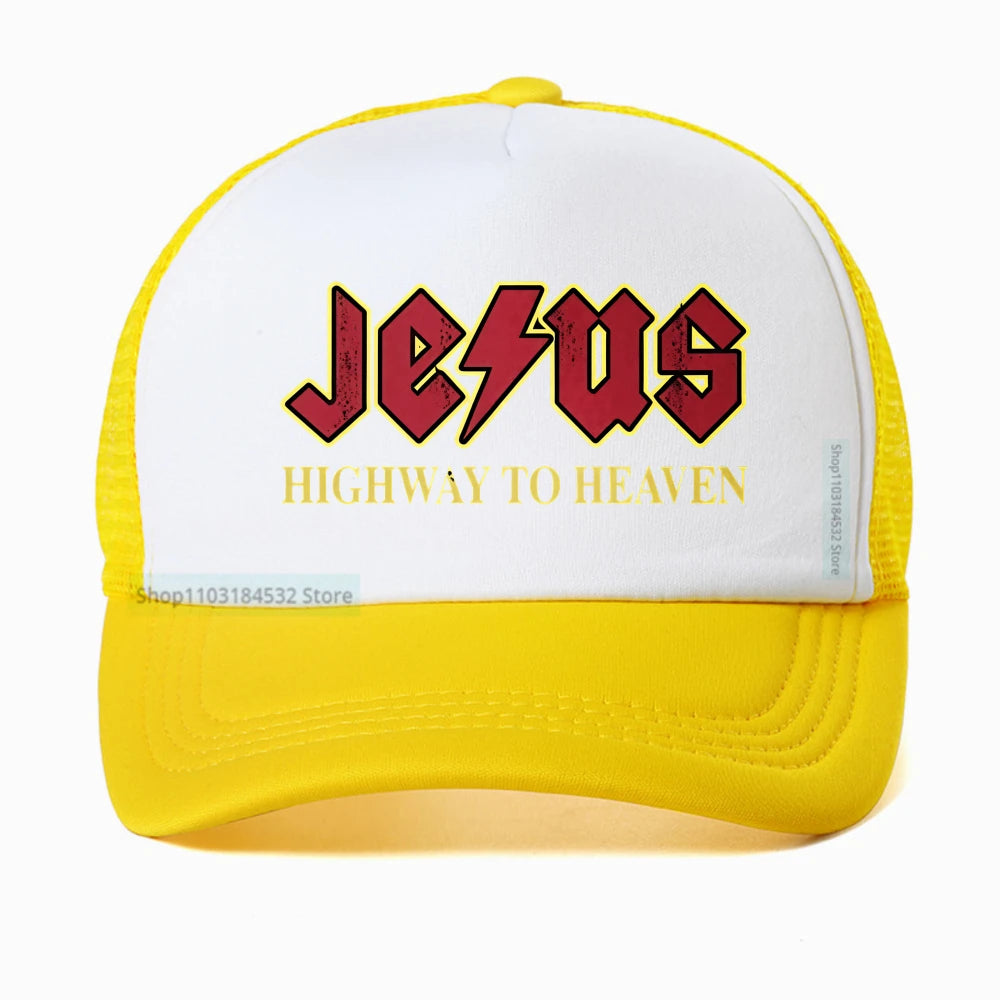 Vintage "Jesus Rocks Highway To Heaven" Mesh Snapback Cap