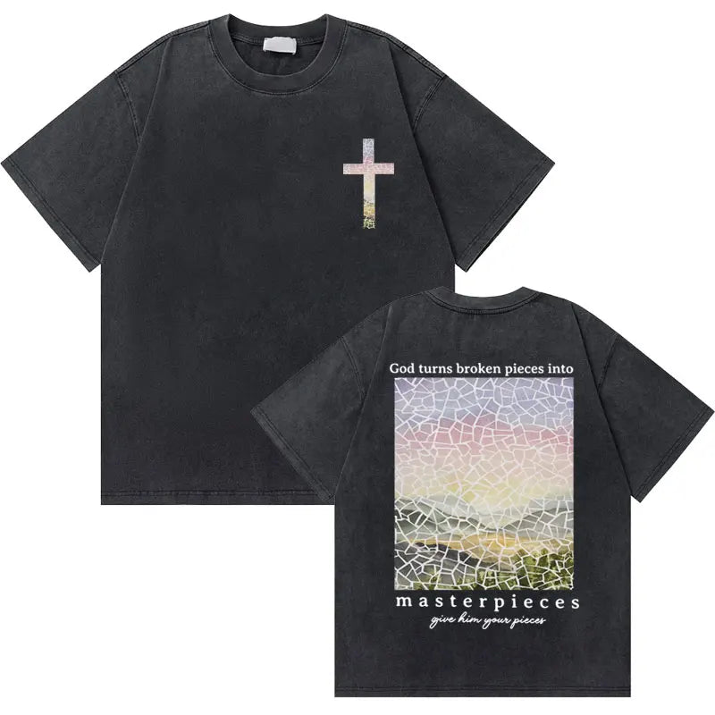 Casual Washed Retro Christian Jesus T-shirt