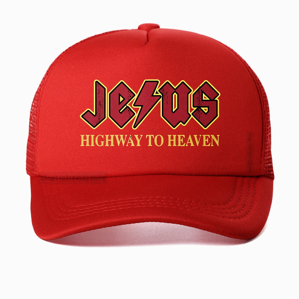 Vintage "Jesus Rocks Highway To Heaven" Mesh Snapback Cap