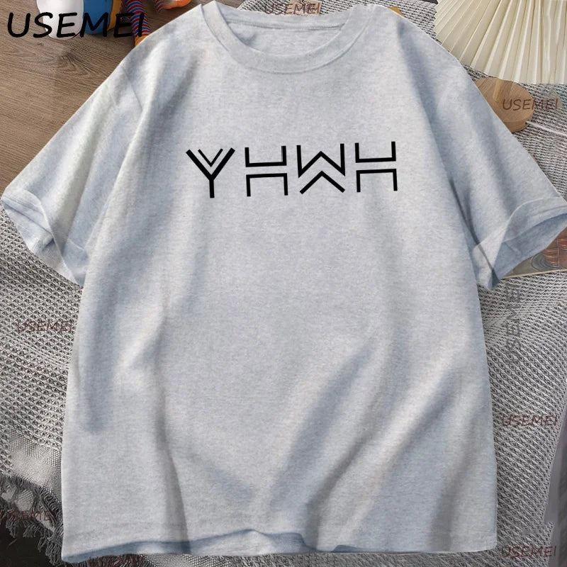 Yahweh T Shirt Mens Christian Jesus Religious T-shirt Casual Cotton Short Sleeve Men's Clothes Oversized Man Clothing Tops