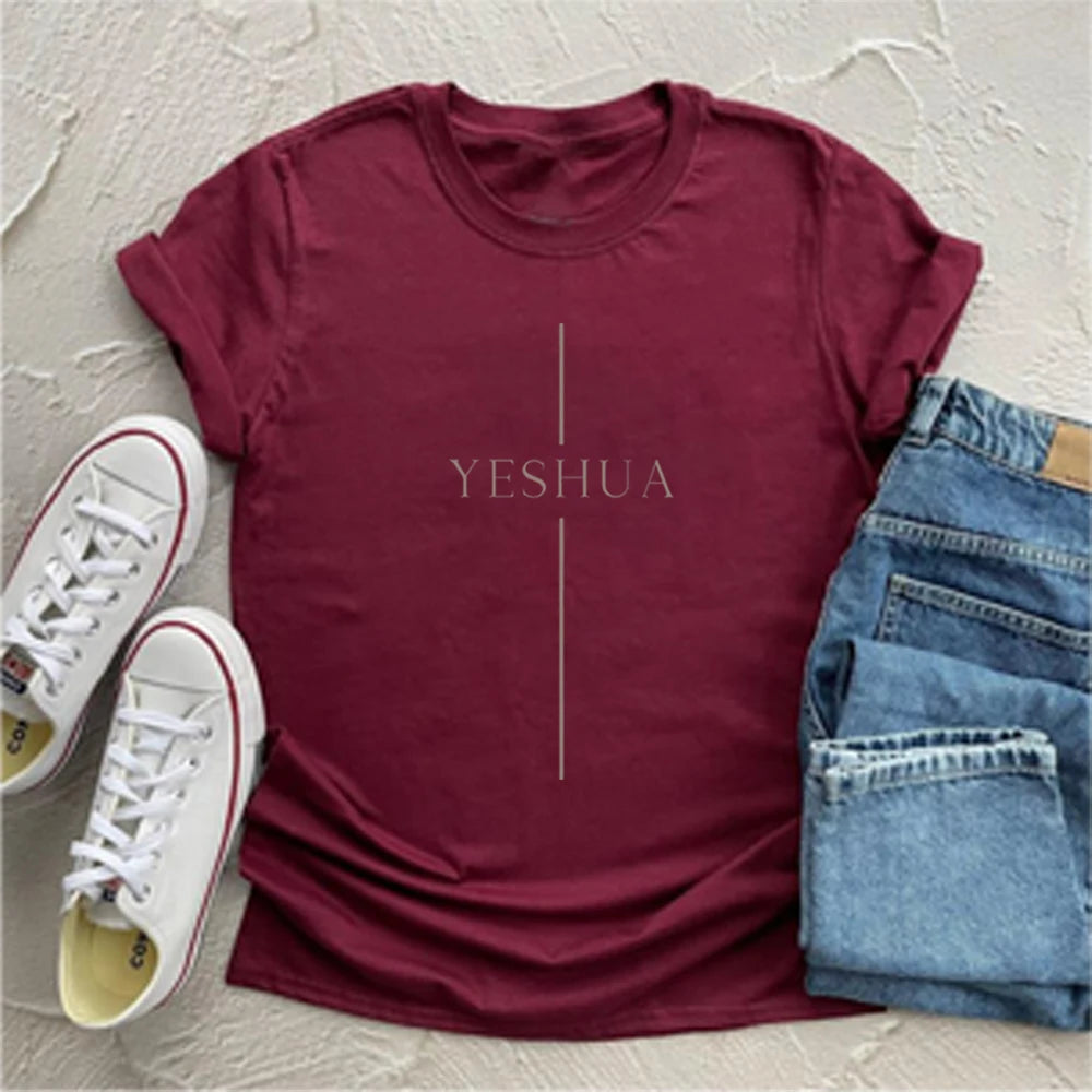 Vintage Yeshua T Shirt Christian Shirts Cool Christian Tshirt Jesus Shirt Faith T-Shirt Unisex Short Sleeves Casual Tops