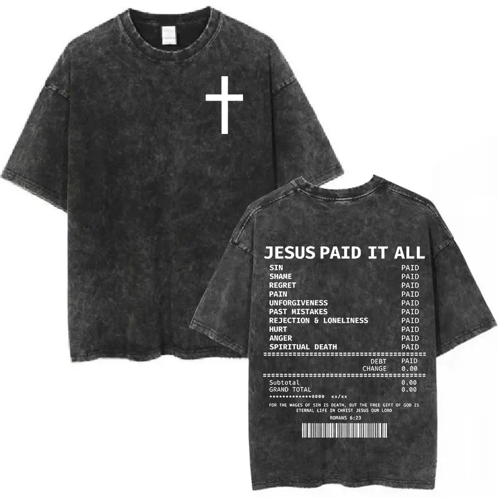 Christian Bible Text Retro Washed T-shirt