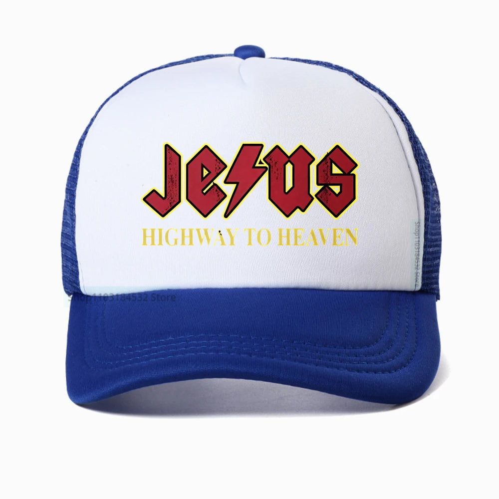 Vintage "Jesus Rocks Highway To Heaven" Mesh Snapback Cap
