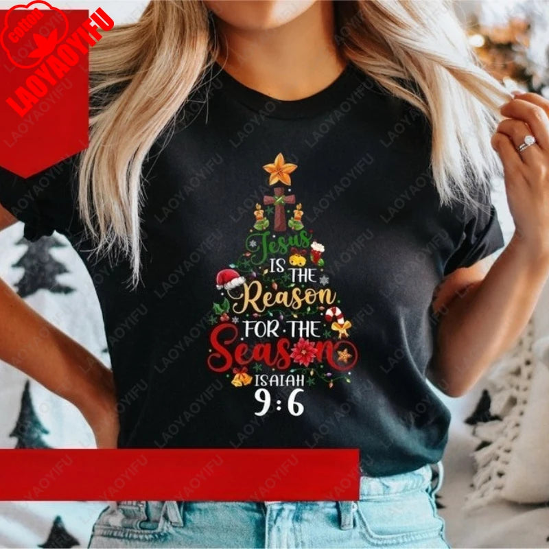 Jesus Is The Reason for The Season Clothing Christian Christmas Faith Men Women Harajuku Funny Tees Cotton Street Fashion Tshirt