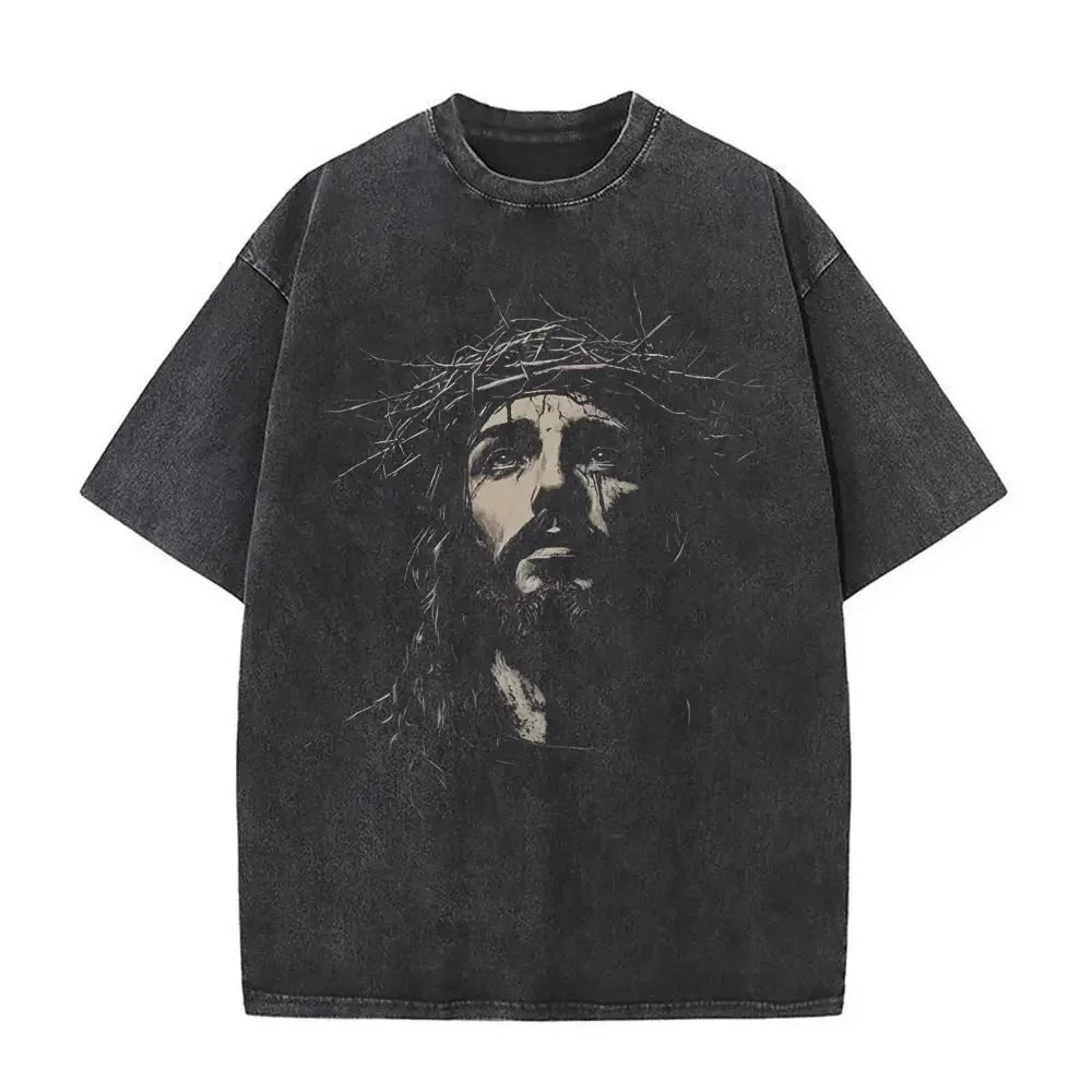 Vintage Washed Jesus Is King Graphic T-shirt