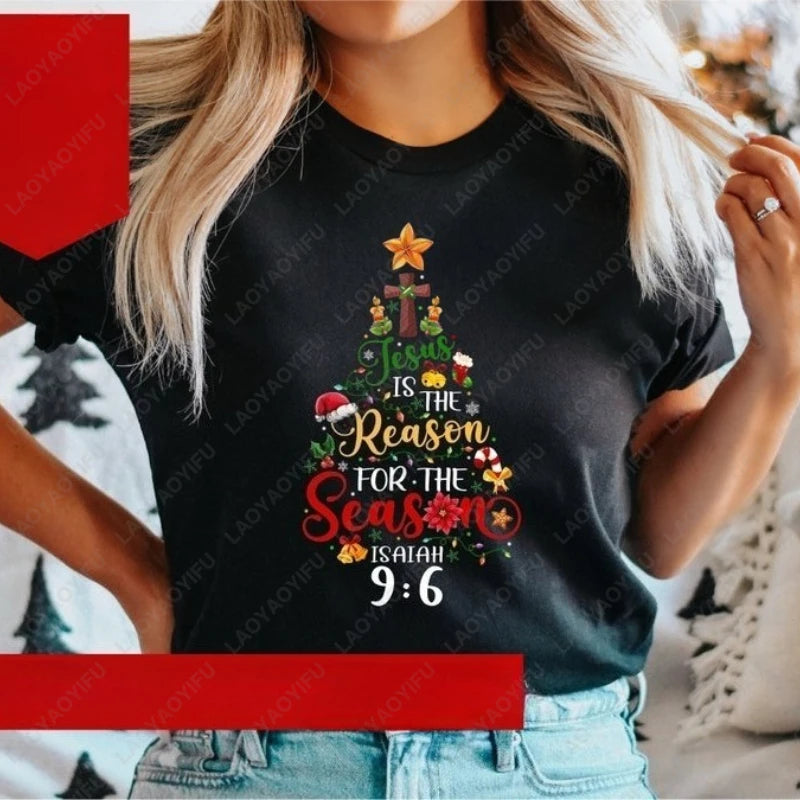 Jesus Is The Reason for The Season Clothing Christian Christmas Faith Men Women Harajuku Funny Tees Cotton Street Fashion Tshirt