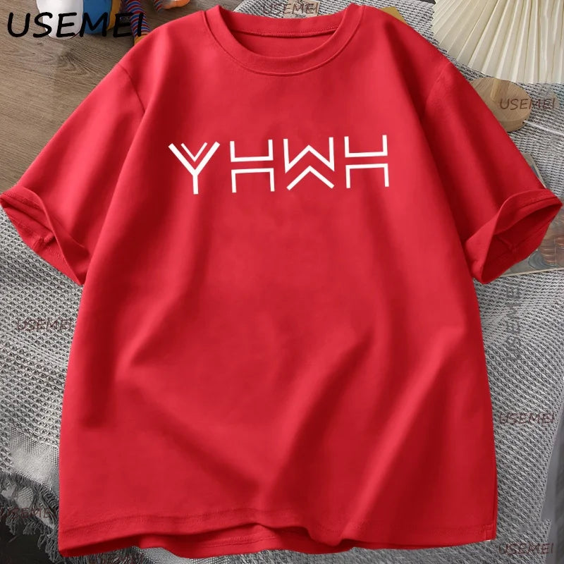 Yahweh T Shirt Mens Christian Jesus Religious T-shirt Casual Cotton Short Sleeve Men's Clothes Oversized Man Clothing Tops