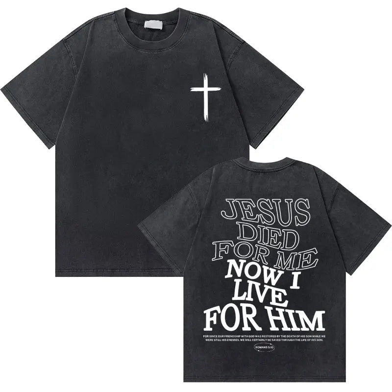 Casual Washed Retro Christian Jesus T-shirt