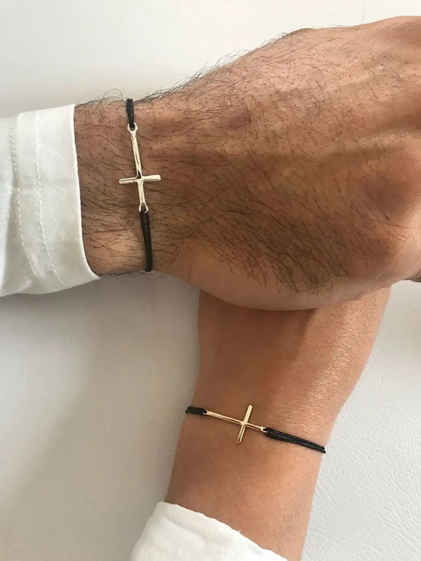 Minimalist Cross Couple Bracelet Set