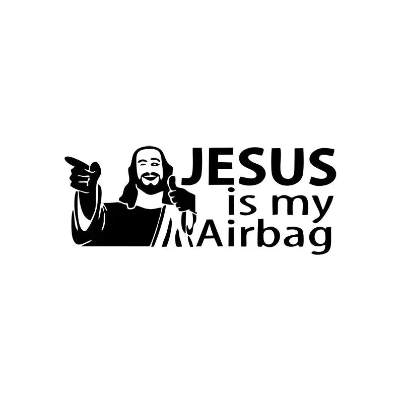 JESUS Is My Airbag Funny Car Sticker Auto Body Bumper Windows Motorcycle Laptop Walls Vinyl Film Decal Car Tuning Accessories