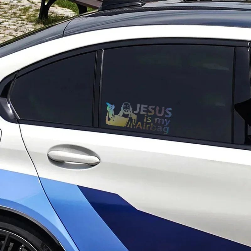 JESUS Is My Airbag Funny Car Sticker Auto Body Bumper Windows Motorcycle Laptop Walls Vinyl Film Decal Car Tuning Accessories
