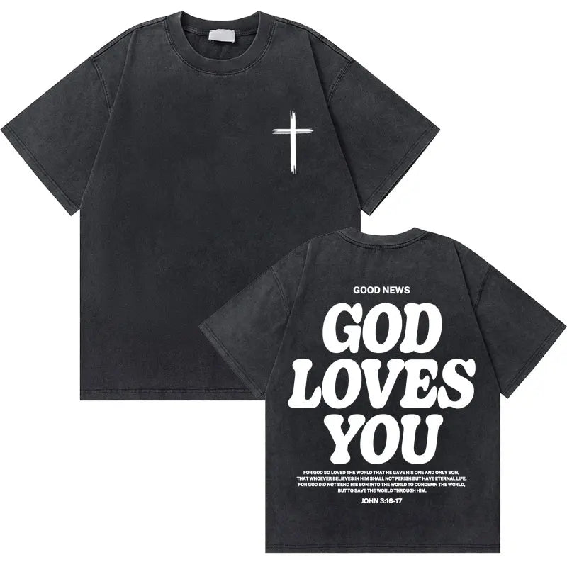 Casual Washed Retro Christian Jesus T-shirt