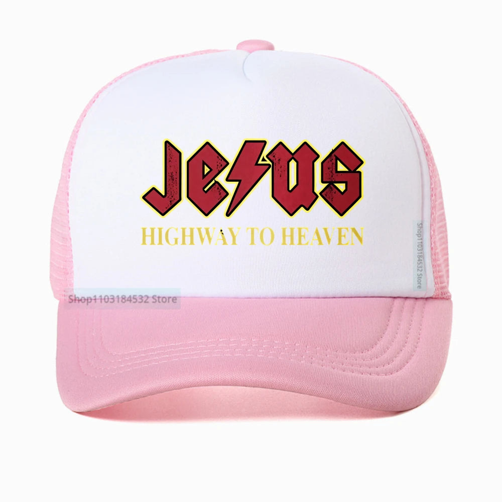 Vintage "Jesus Rocks Highway To Heaven" Mesh Snapback Cap