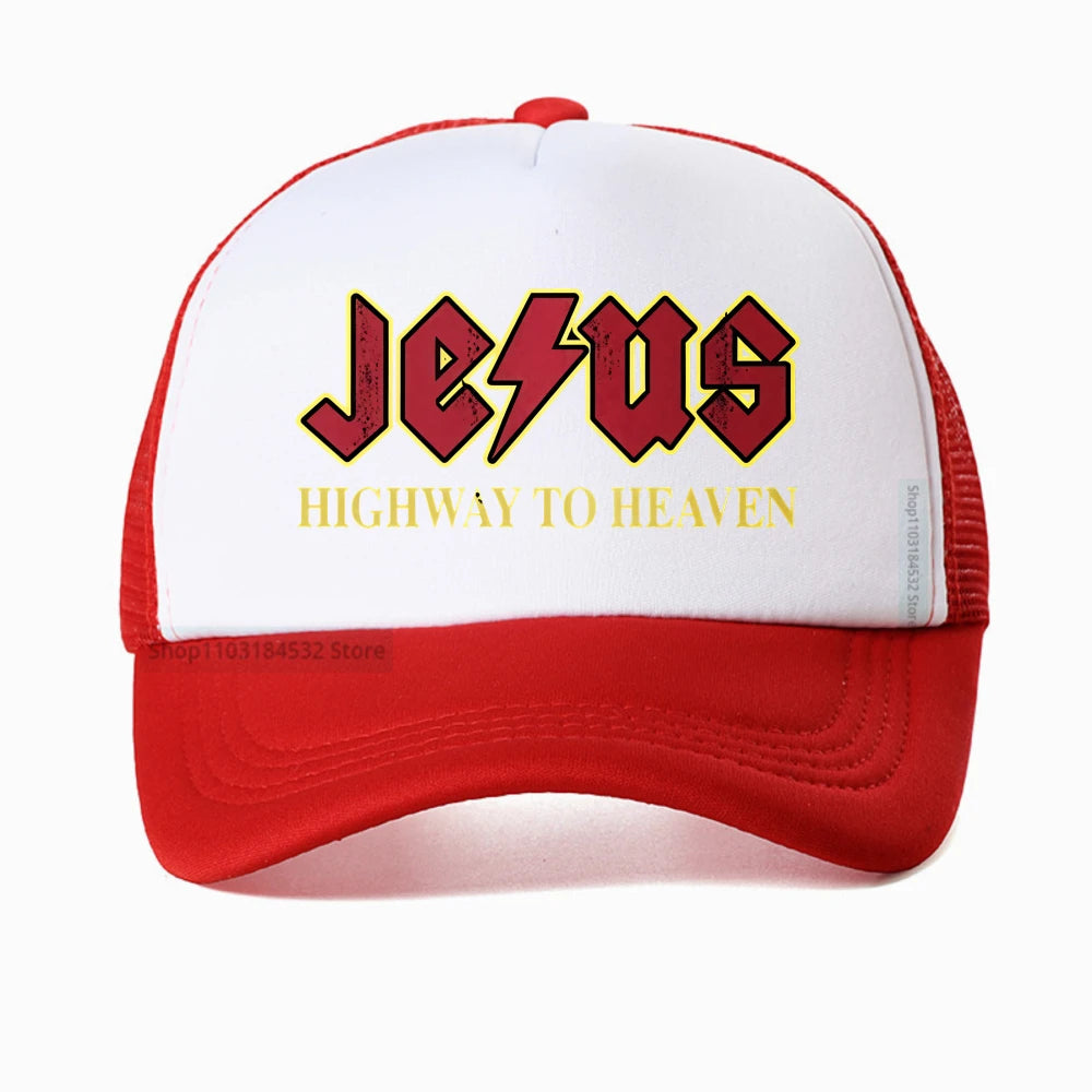 Vintage "Jesus Rocks Highway To Heaven" Mesh Snapback Cap