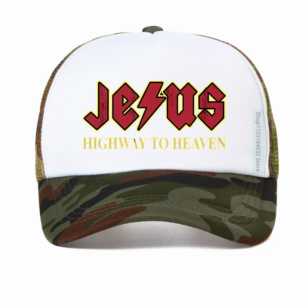 Vintage "Jesus Rocks Highway To Heaven" Mesh Snapback Cap