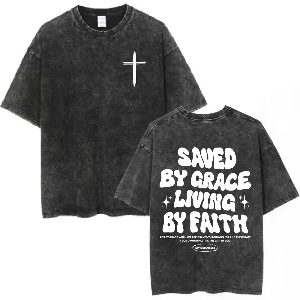 Christian Bible Text Retro Washed T-shirt